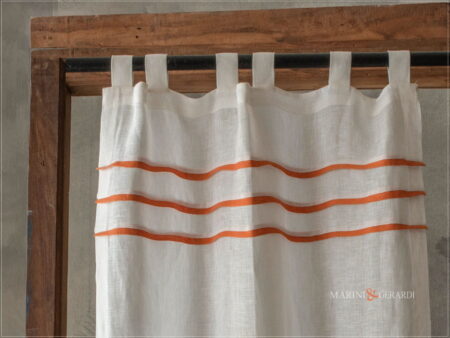 tenda a vetro online lino con plissettature e inserti