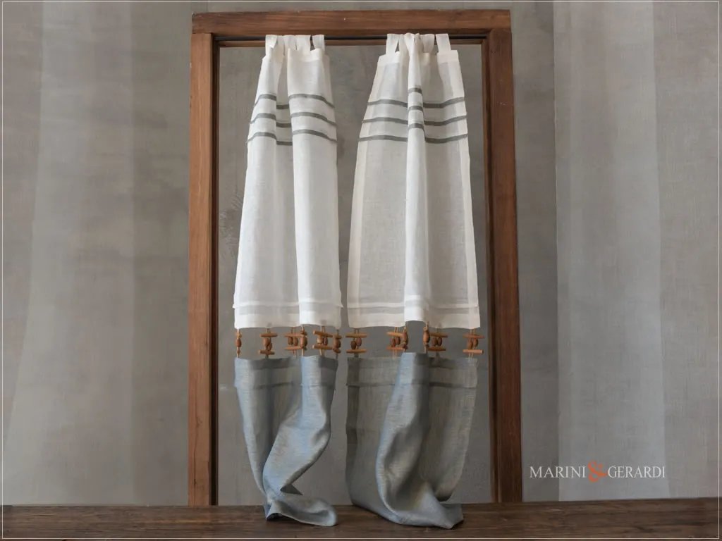 tenda a vetro su misura in lino bicolore