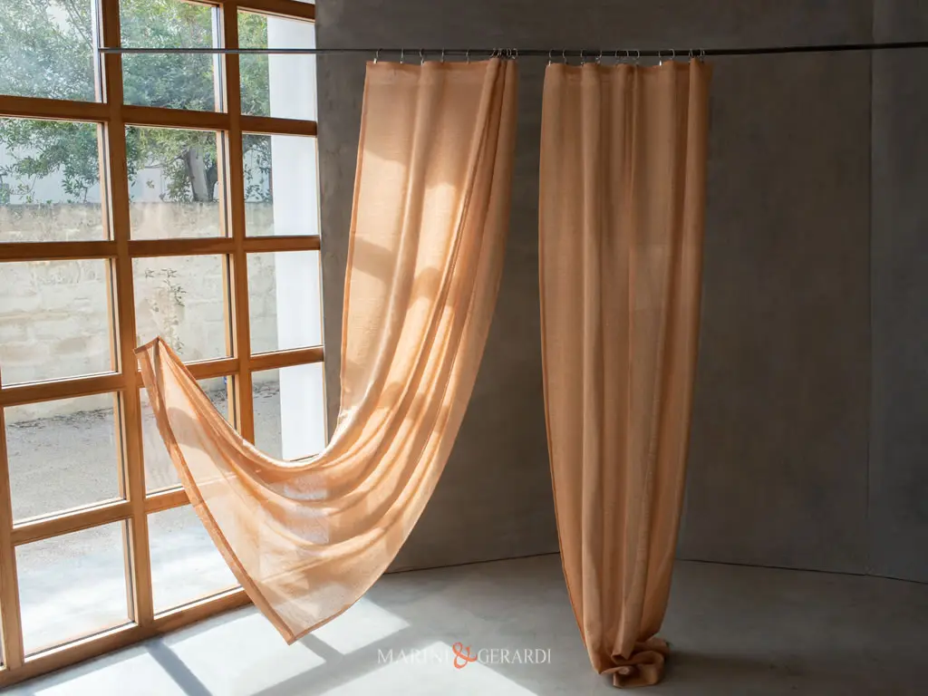 tenda per interni in lino stropicciato madarino villa castelli