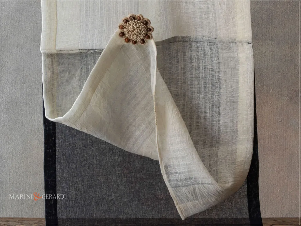 tendine a vetro moderne lino garzato con organza blu