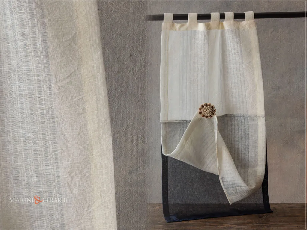 tendine a vetro moderne soggiorno lino garzato organza blu