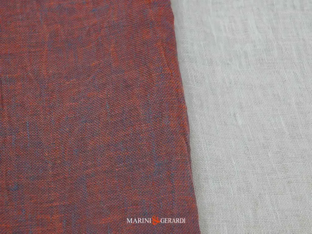 tessuto lino salento liscio bianco arancio blu per tendaggi