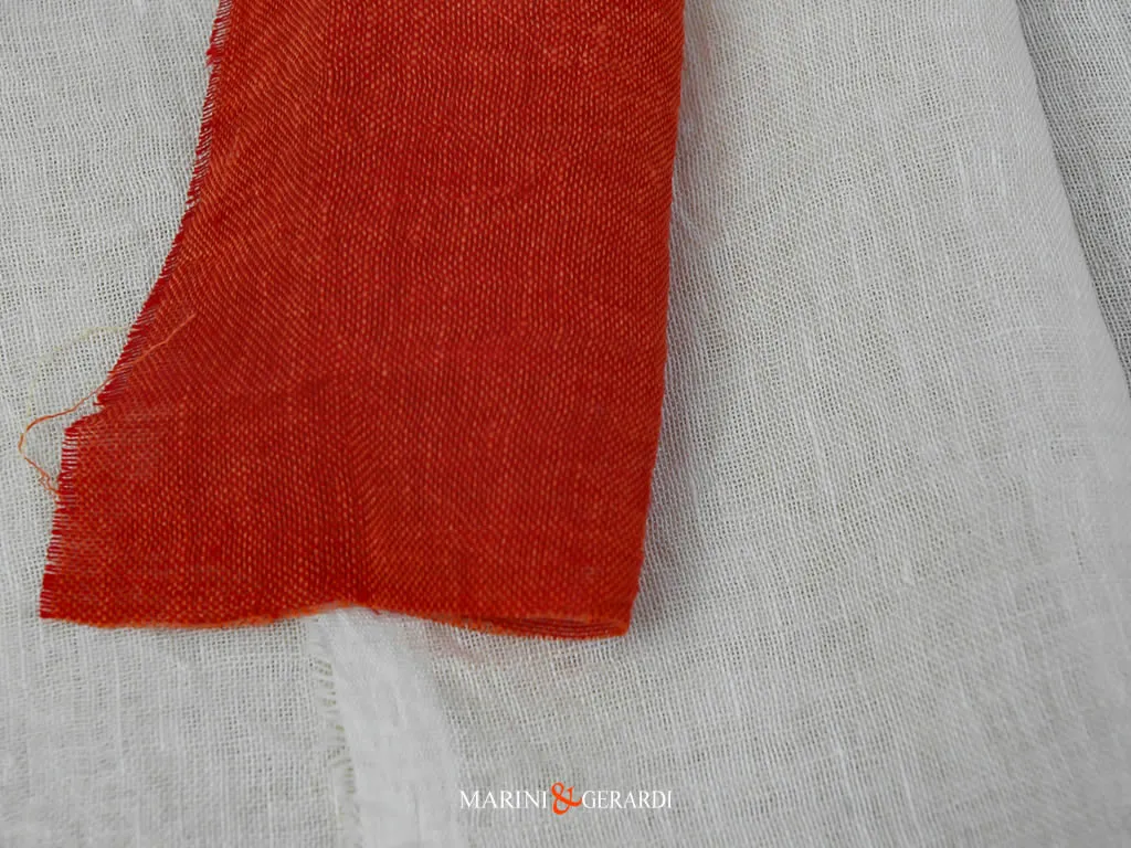 tessuto lino salento liscio bianco rosso per tendaggi