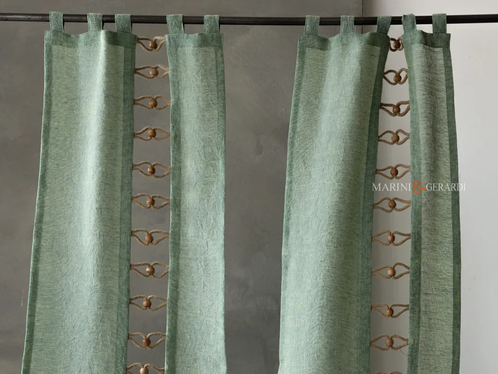 Tende porta finestra a vetro in lino verde