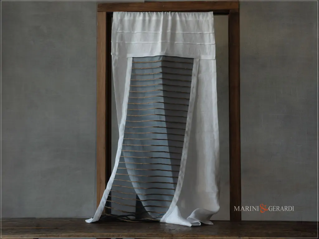 MAIA mini tende a vetro moderne in lino doppio telo blu in seta