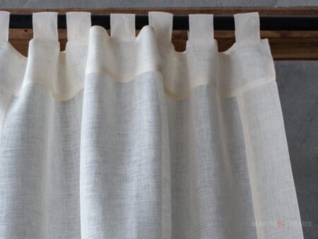 Tende a vetro camera da letto in lino con asole