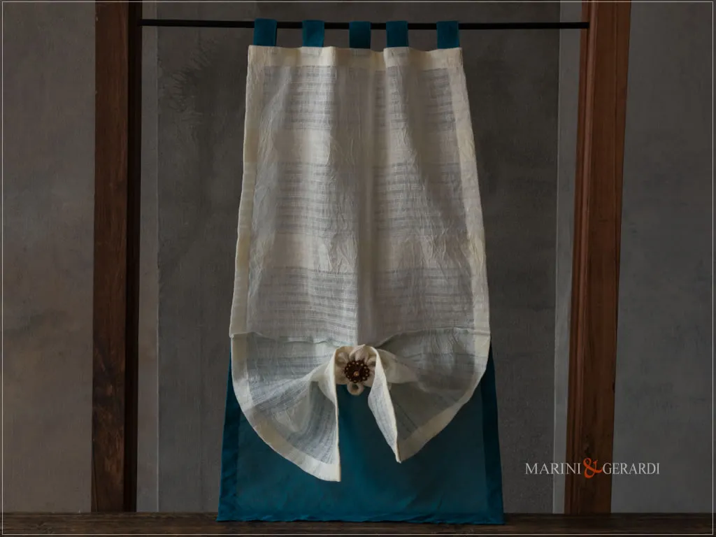 tende a vetro cucina in lino con organza asole e calamita