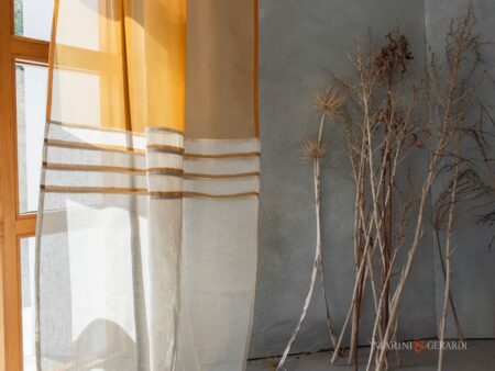 tende camera da letto lino e seta arancio