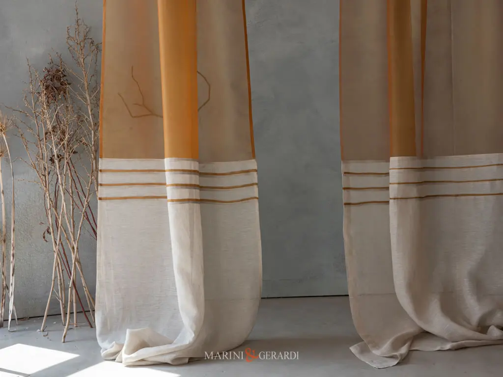 tende camera da letto lino organza in seta arancio