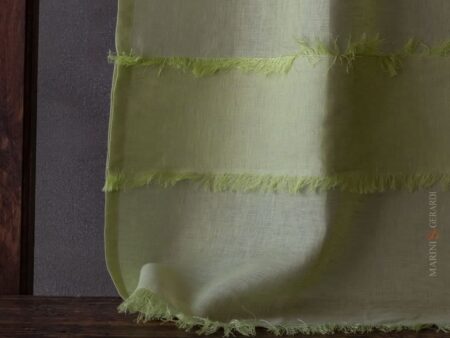 tende moderne a vetro in lino verde con frangie - Marini & Gerardi