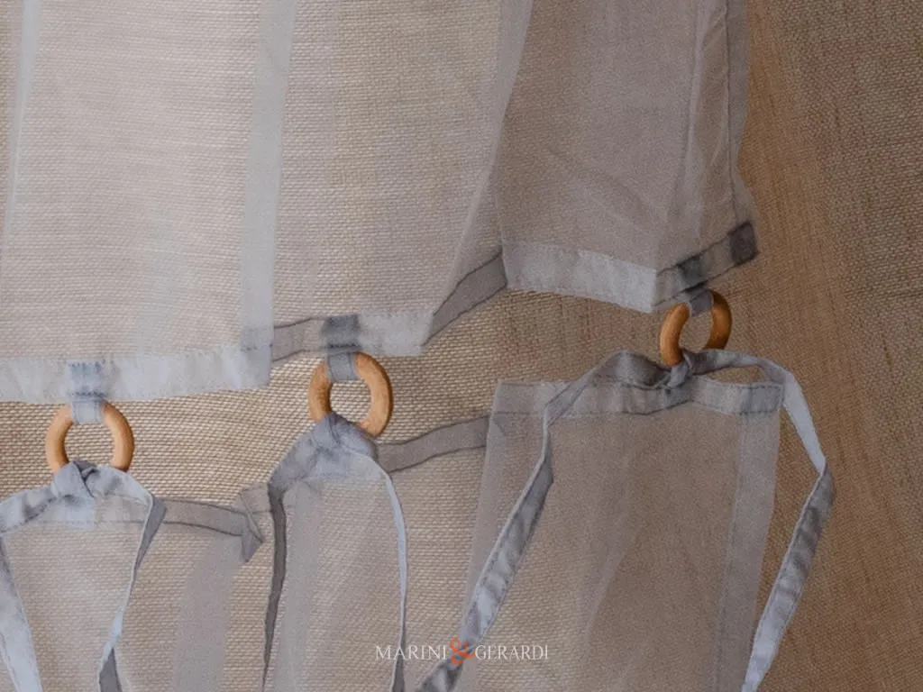 tende moderne soggiorno in lino con doppio velo in organza