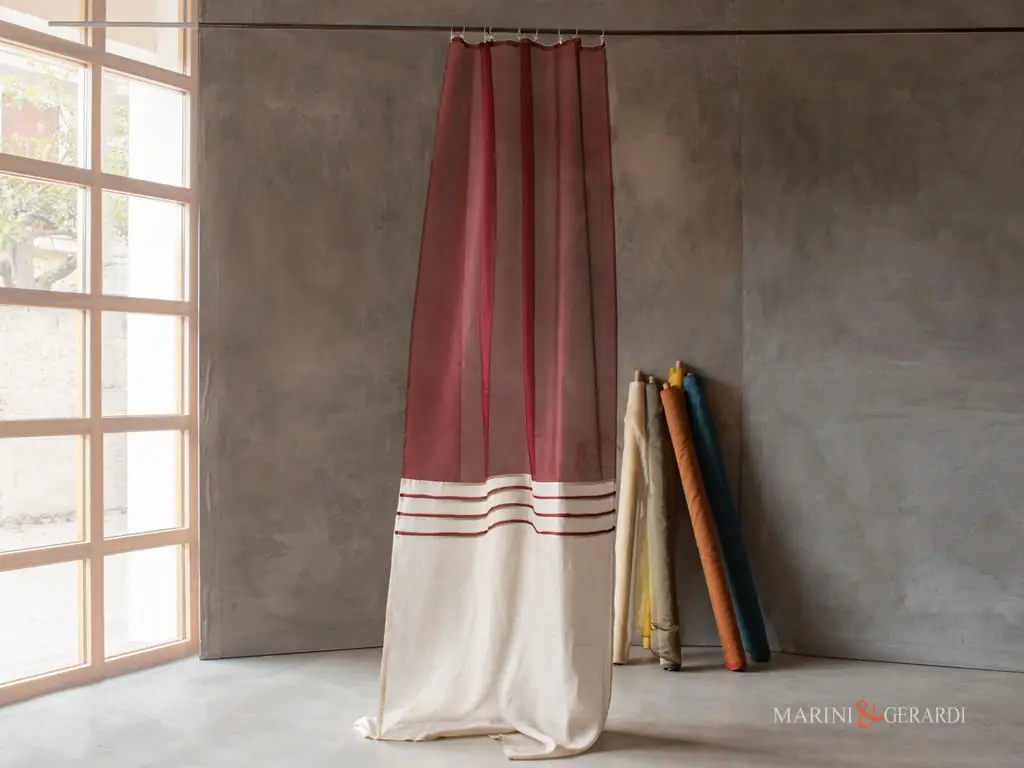 tende per camera da letto lino organza in seta bordeaux