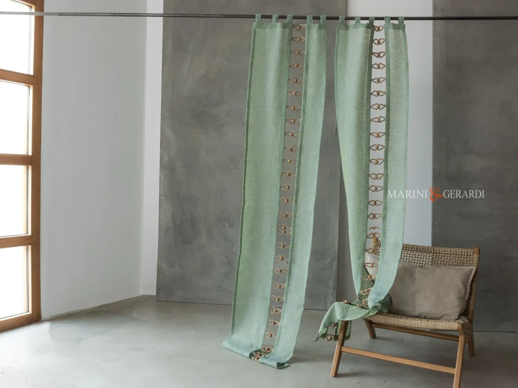 Tende porta finestra a vetro verde in lino