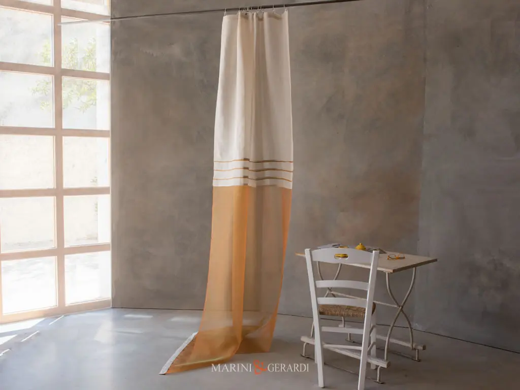 tende salone moderno di lino e organza in seta