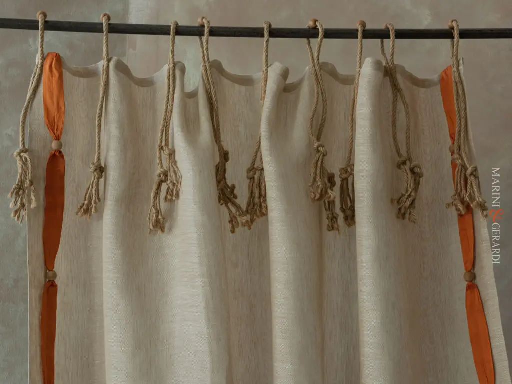 tende salone moderno in lino asole in corda