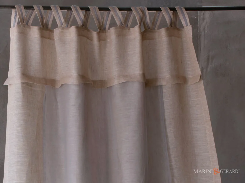 tende soggiorno in lino con doppio telo in organza