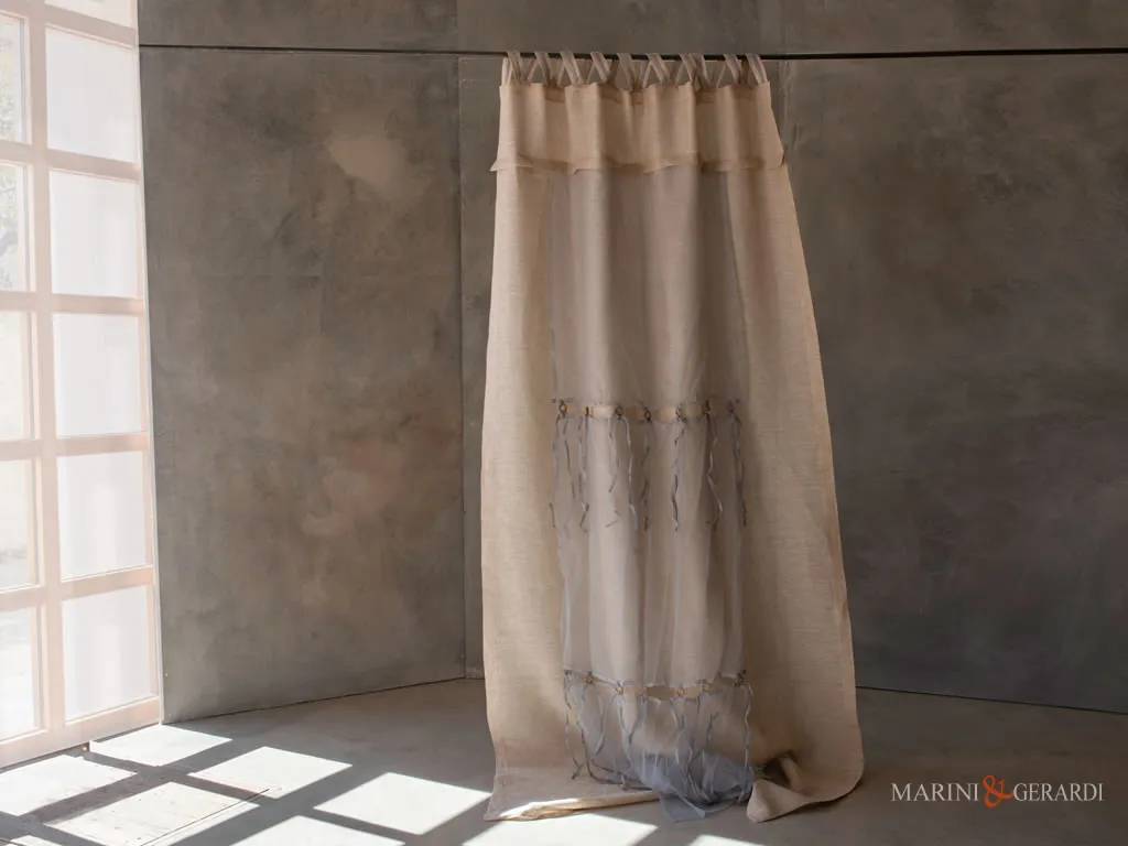 tende soggiorno moderne in lino con doppio telo in organza