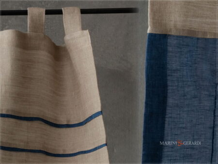 tendine a vetro moderne camera da letto in lino blu