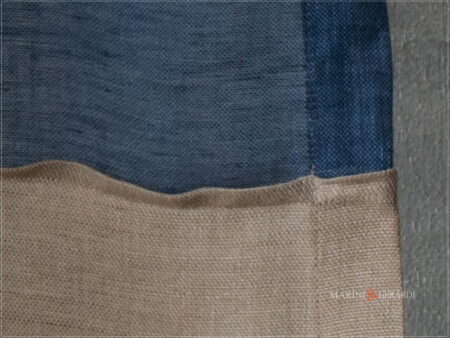 tendine a vetro moderne in lino grezzo e blu