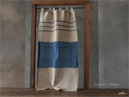 tendine a vetro moderne soggiorno in lino blu