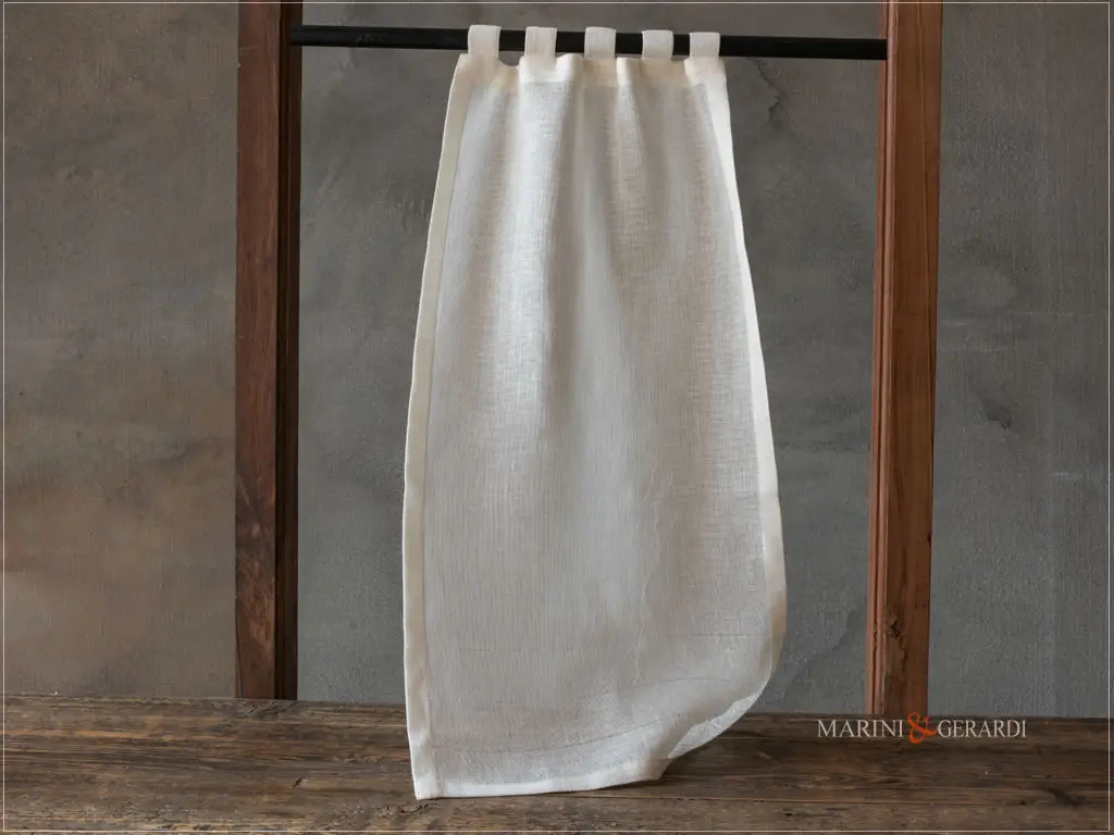 tendine per finestre moderne lino bianco con sfilature