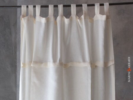 Tenda Doppio Telo classico in lino bianco naturale con mantovana