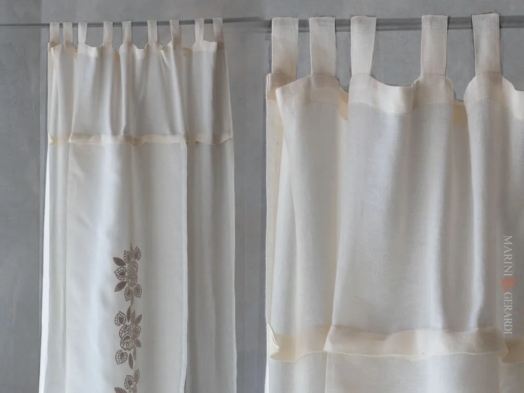 tenda interni doppio telo lino bianco con mantovana