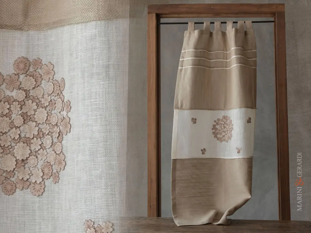 tendine a vetro in lino soggiorno vetras applicazioni a fiori