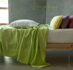 linen for passion Lenzuolo Matrimoniale Verde pistacchio delave