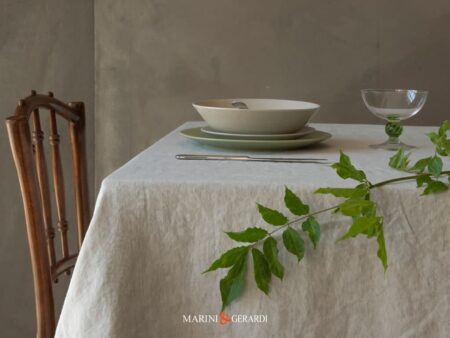 sua signoria tessuto tovaglia in lino stropicciato grigio perla