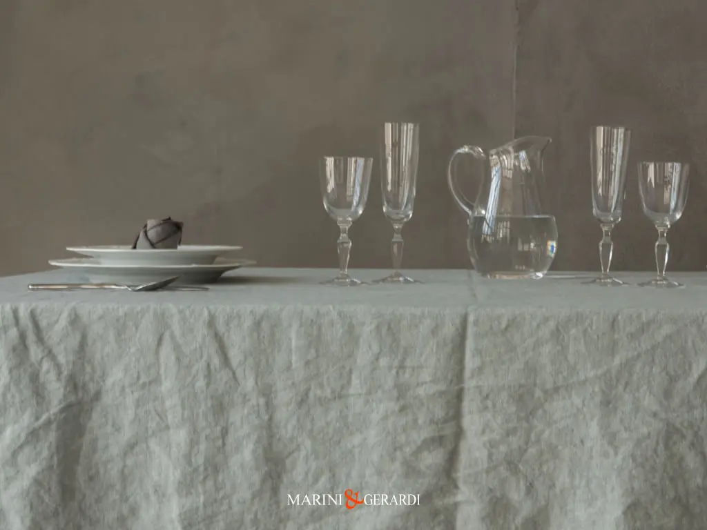 sua signoria tovaglie in lino stropicciato grigio salvia