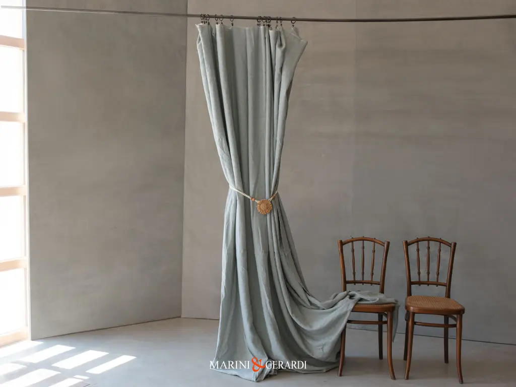 tenda di lino elegante moderna grigio salvia