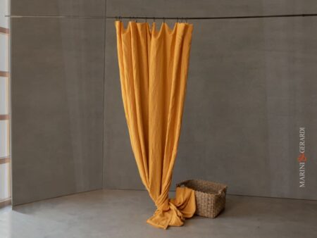 tendaggi moderni per interni di lino stropicciato vintage giallo ocra myosotis