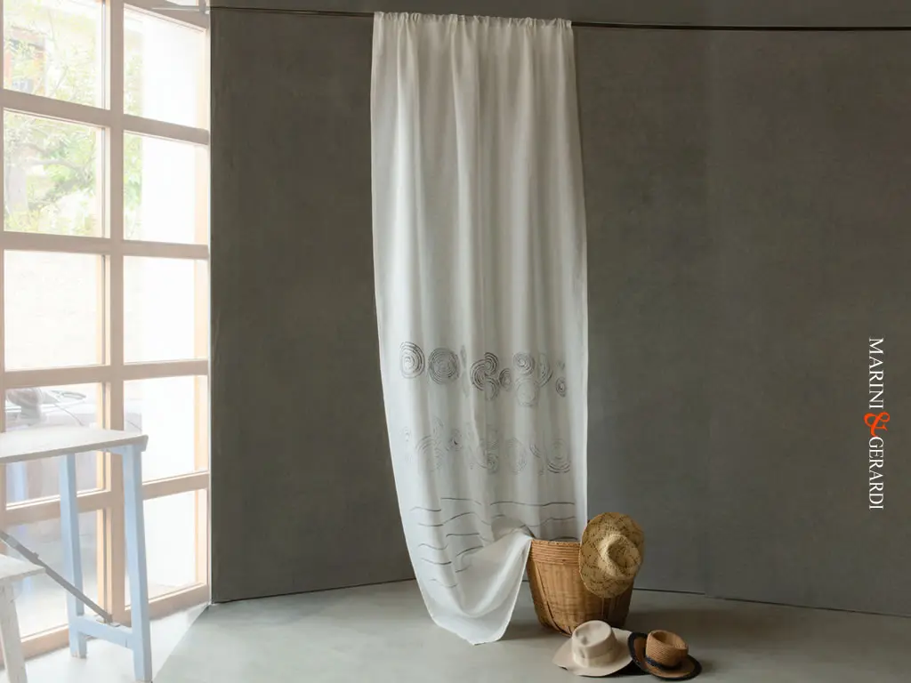 tende camera da letto per interni moderni di lino bianco