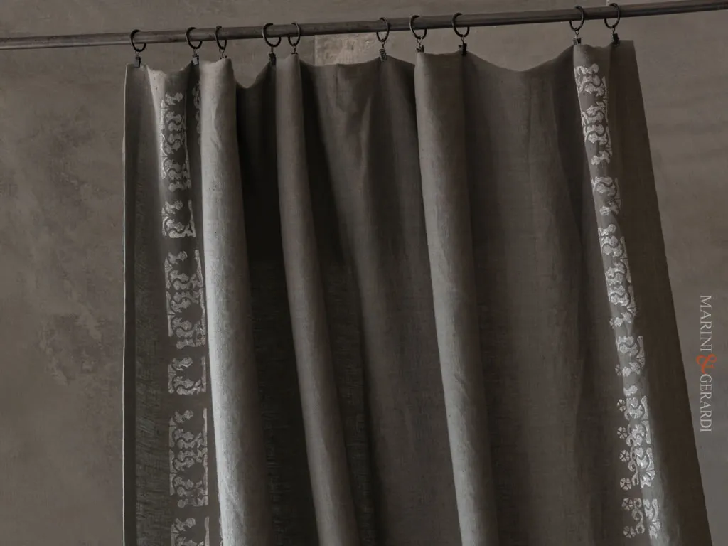 tende moderne design in lino grigio con anelli MARRAKECH