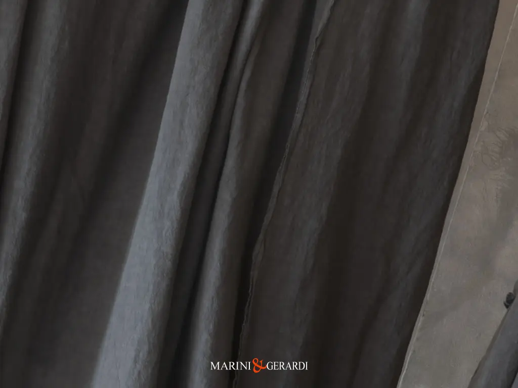 tessuto di cotone stropicciato delave antracite