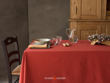 tovaglie in cotone stropicciato rosso tamarindo saudade