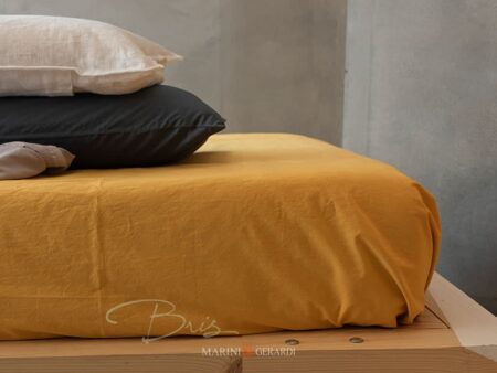 lenzuolo con angoli matrimoniale di cotone in giallo