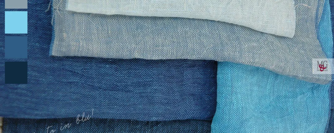 Salento in blu lino stropicciato colori del cielo -Tessuti Lino per Tende e Tessuti tende a metraggio