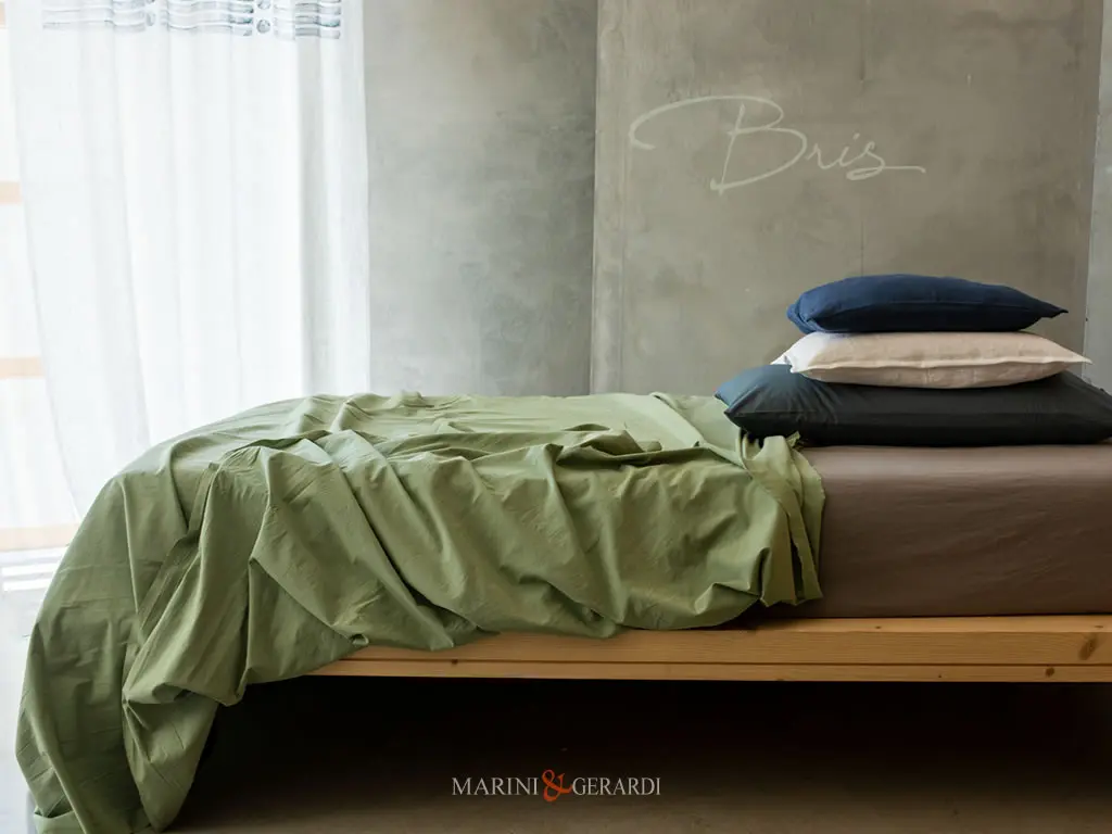 lenzuola sopra cotone delave letto matrimoniale verde mango