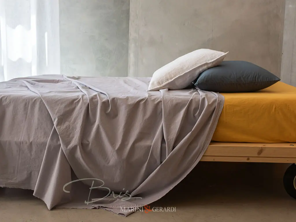 lenzuolo con angoli di cotone stropicciato Vintage Lilla / Giallo