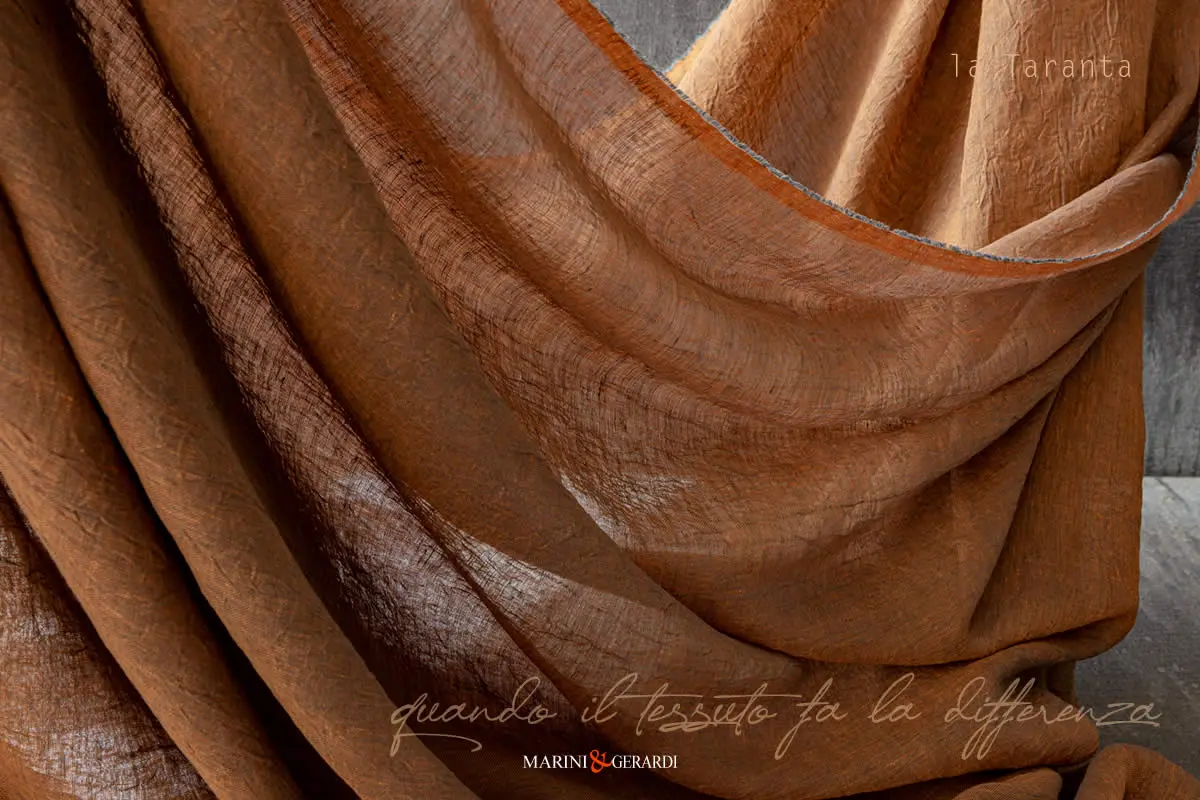 tessuti per tende in lino stropicciato colore arancio blu f08