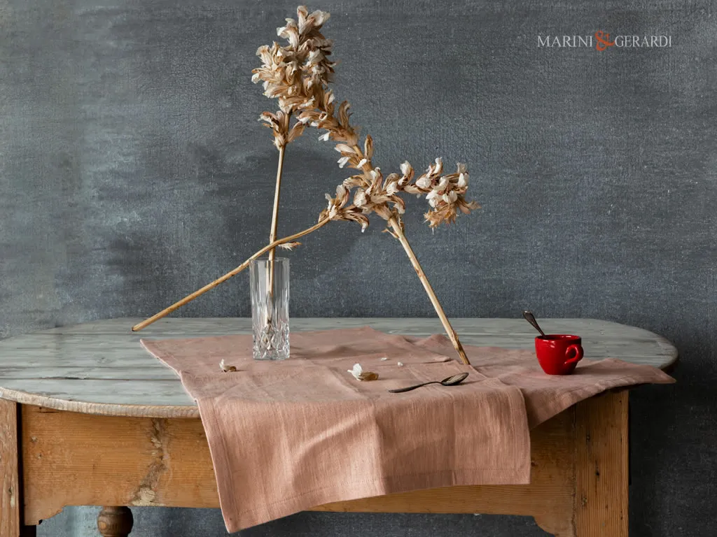 tovagliette americane eleganti in lino rosa per colazione