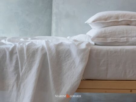 RISVEGLI lenzuola sotto con angoli matrimoniali in lino stropicciato