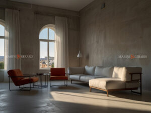 Tende classiche per salone moderno in lino