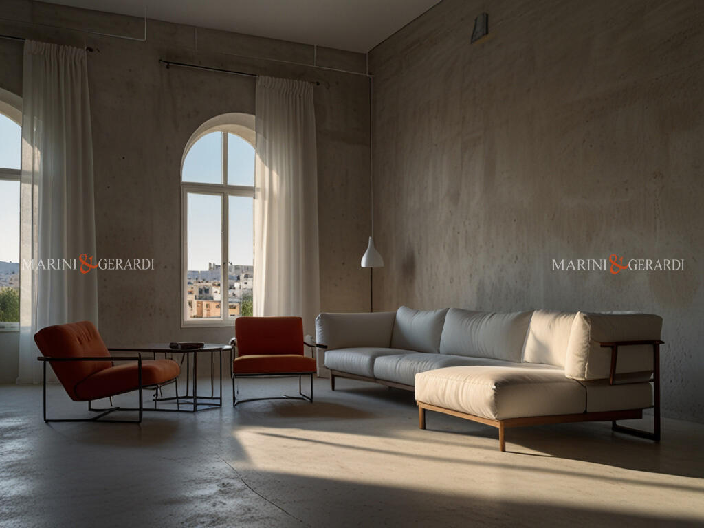 Tende classiche per salone moderno in lino