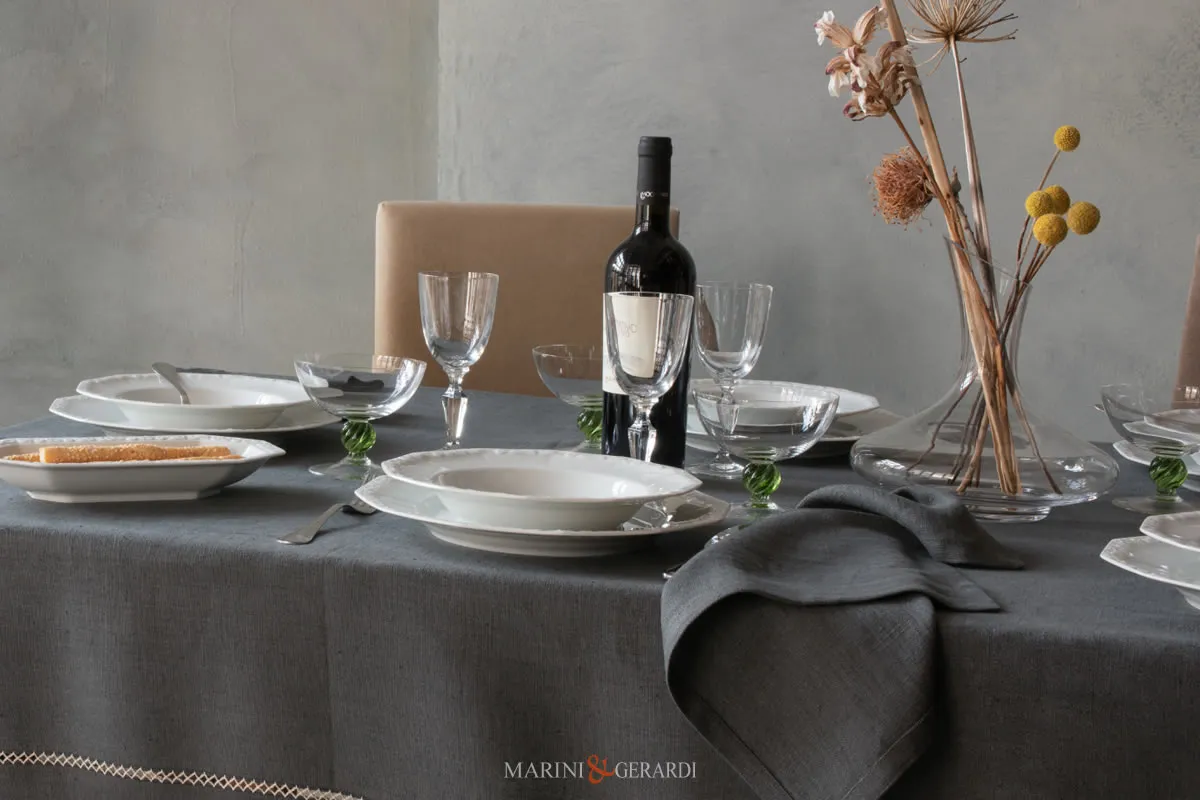 tovaglia moderna lino grigio tovaglie eleganti ricamate