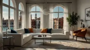 Tende a venezia per interni in lino canal grande