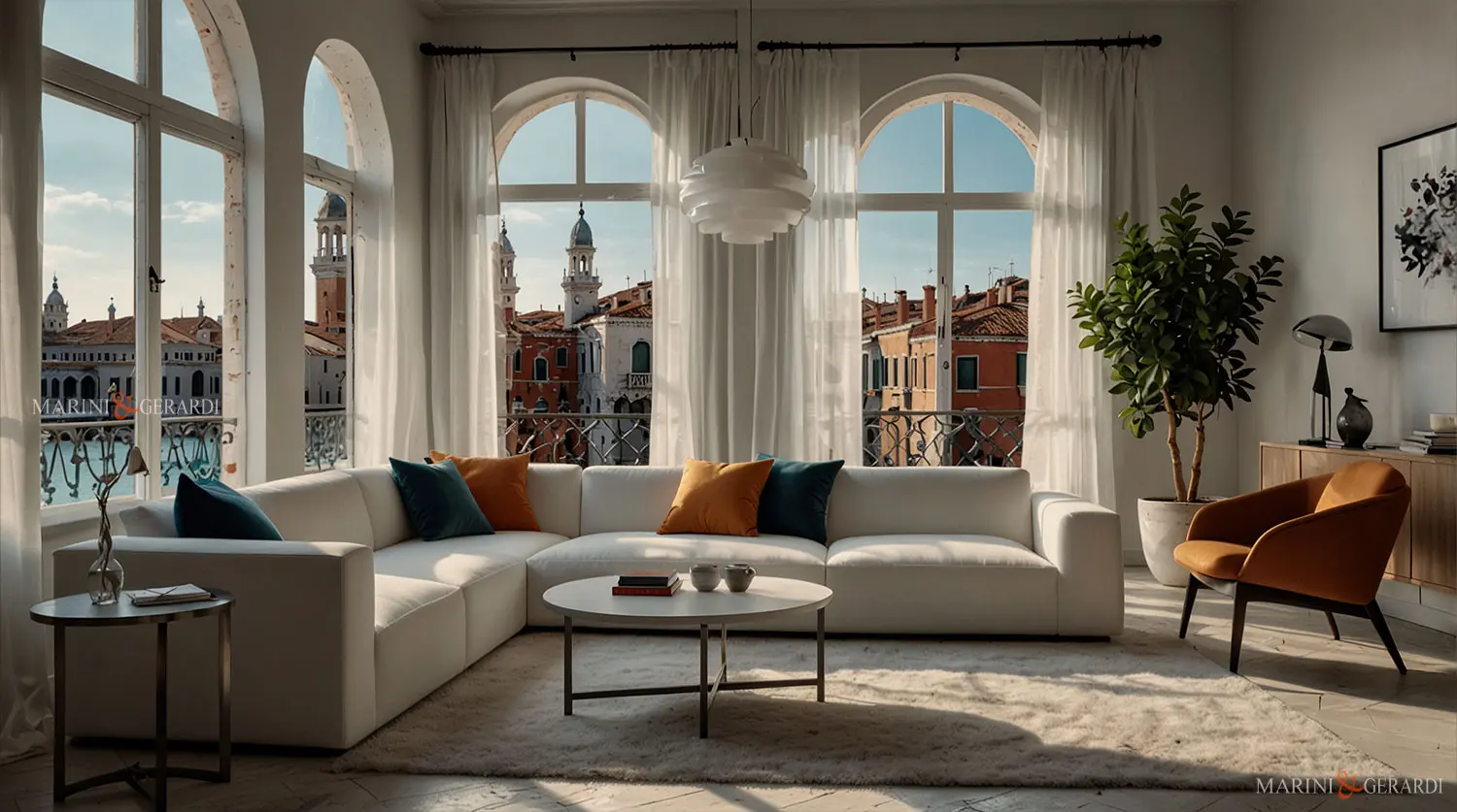 Tende a venezia per interni in lino canal grande