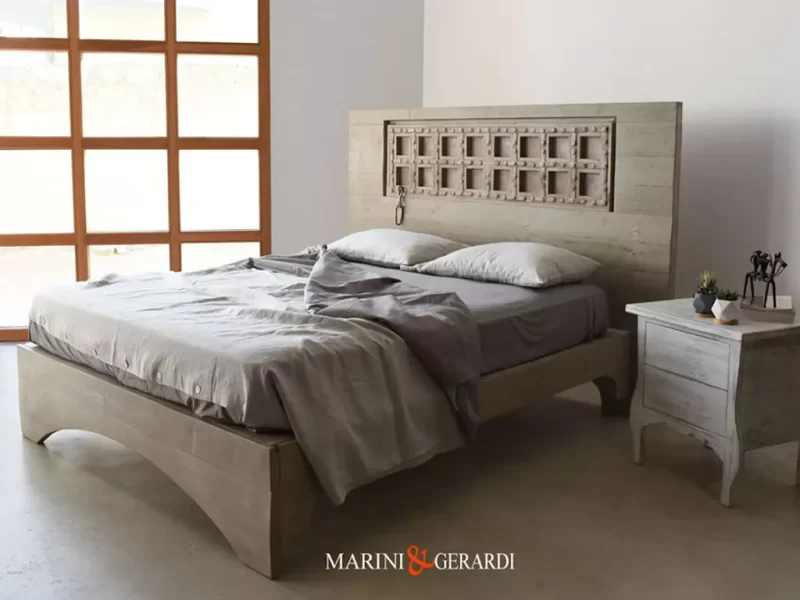 letto matrimoniale in legno masello porta antica design unico